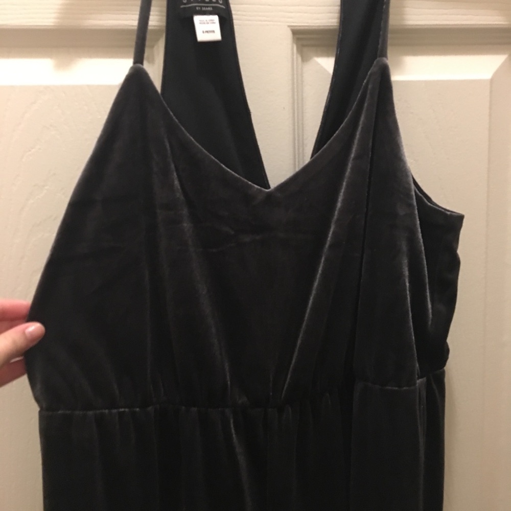 Grey velvet jumpsuit